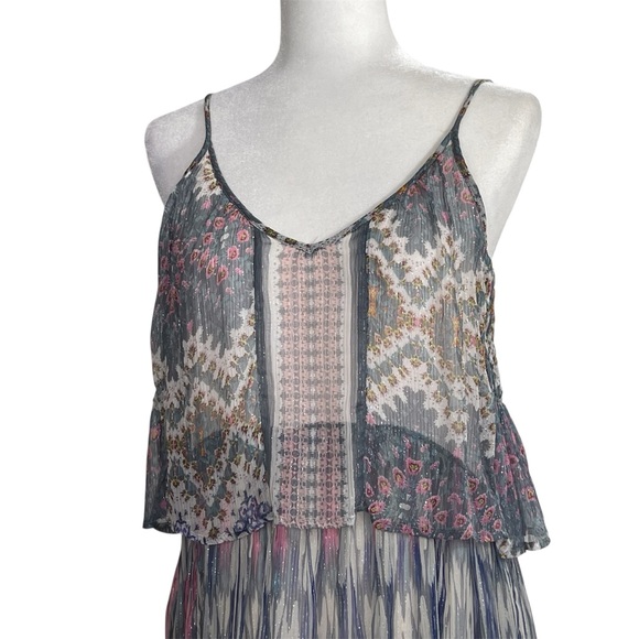 Anthropologie Meadow Rue Josie Tiered Metallic Dress - Picture 4 of 10